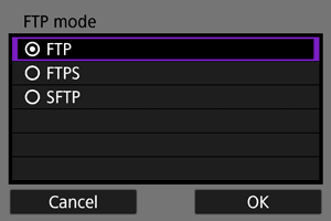 Canon FTP screen