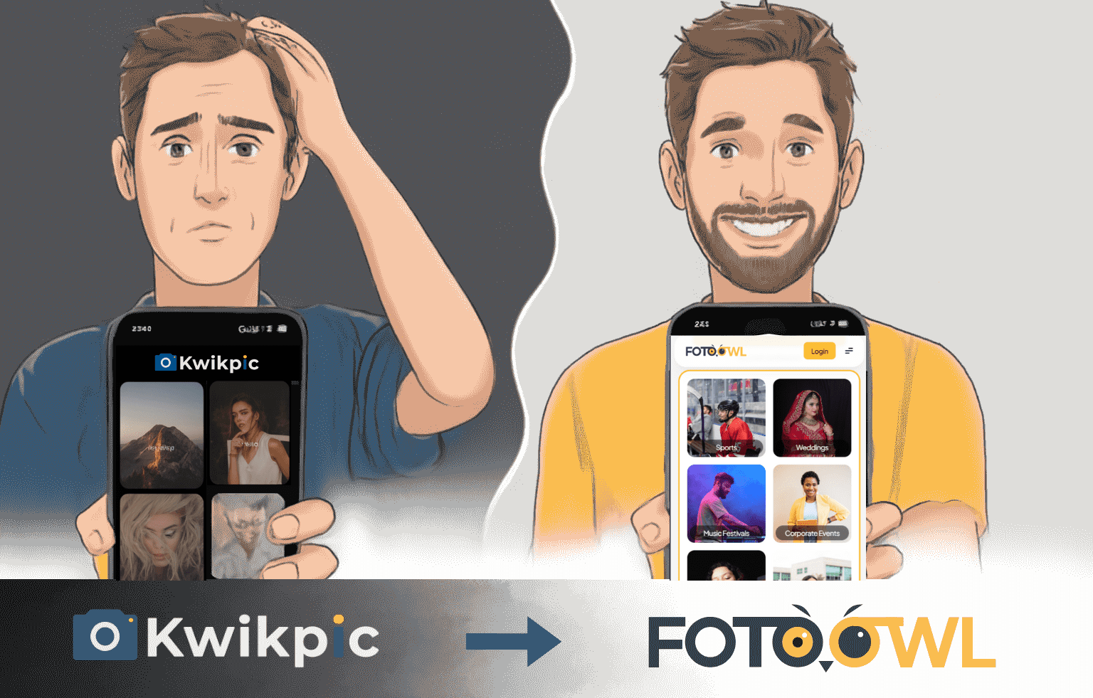 Kwikpic vs FotoOwl - AI photo sharing platform comparison for event galleries